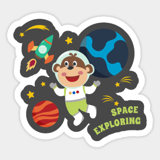 Space monkey or astronaut in a space suit with cartoon style Sticker